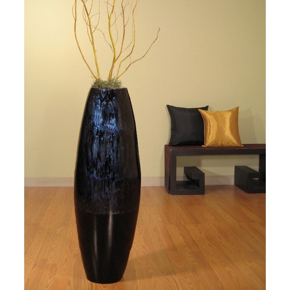 Lacquer Cylinder 36 inch Floor Vase And Branches