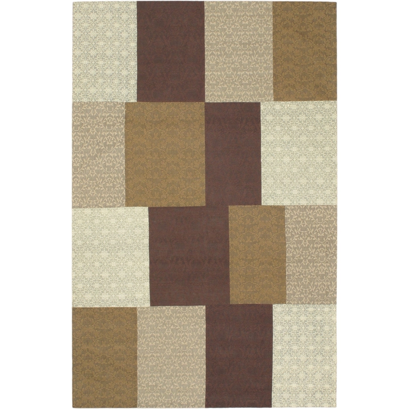 Handmade Collage Brown Wool Viscose Rug (5 X 8)