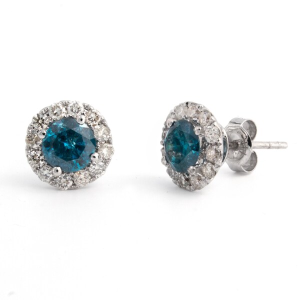 Victoria Kay 14k White Gold 1 3 4ct Tdw Blue Diamond Halo Stud Victoria Kay 14k White Gold 1 3 4ct Tdw Blue Diamond Halo Stud Earrings