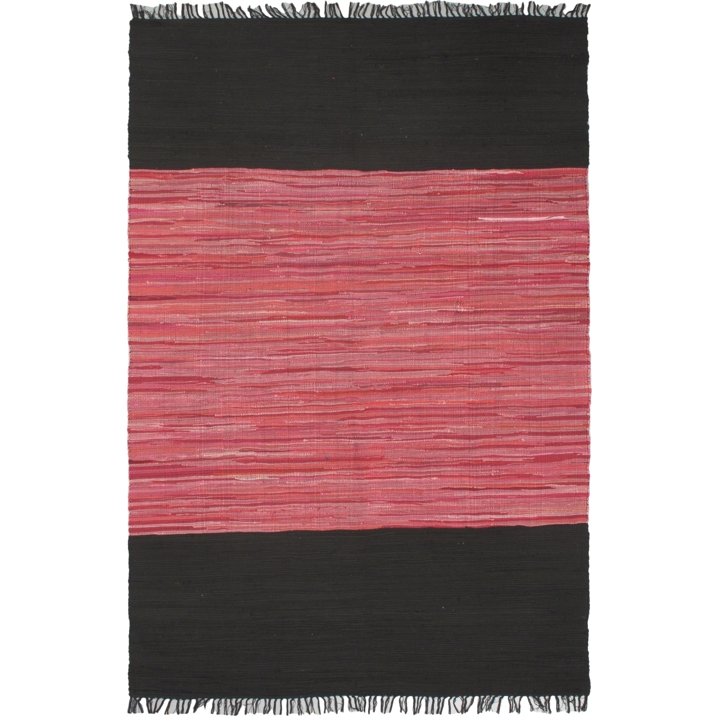 Braided Sienna Black/pink Cotton Rug (53 X 80)