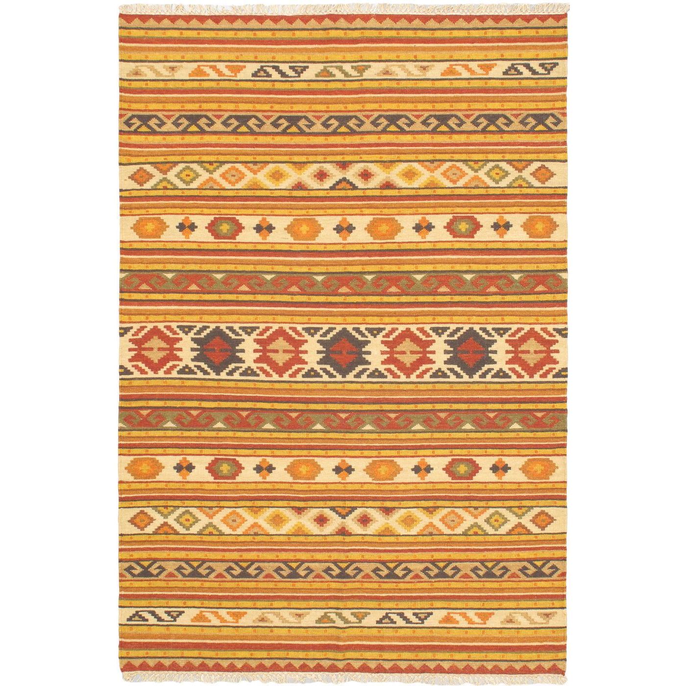 Handmade Kashkoli Cream Wool Kilim Area Rug (52 X 710)