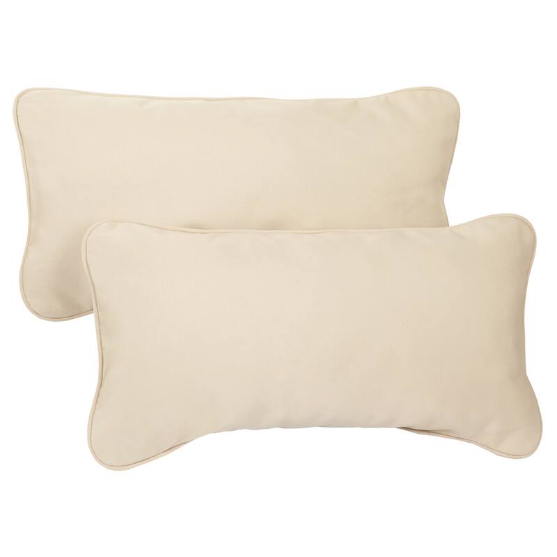 Sorra Home Sunbrella Canvas Antique Beige Corded Indoor/ Outdoor Pillows (Set of 2)