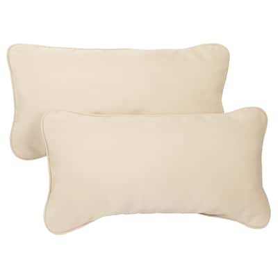 Sorra Home Sunbrella Canvas Antique Beige Corded Indoor/ Outdoor Pillows (Set of 2)