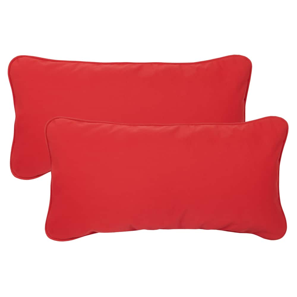 Sorra Home Sunbrella Canvas Jockey Red Corded Indoor/ Outdoor Pillows (Set of 2)