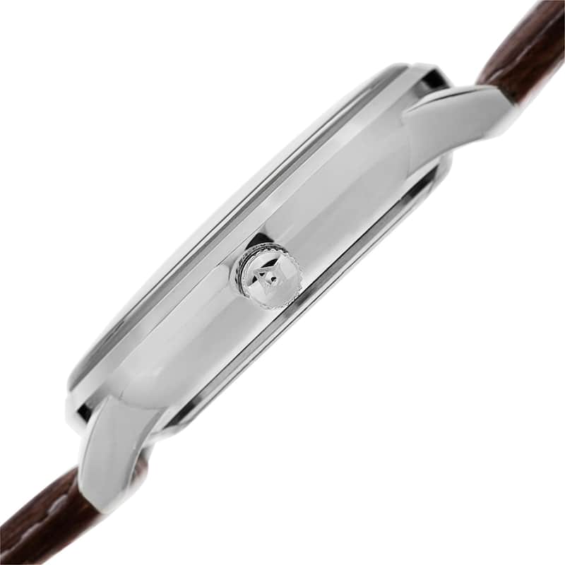 Akribos XXIV Men's Swiss Quartz Date Leather Silver-Tone Strap Watch