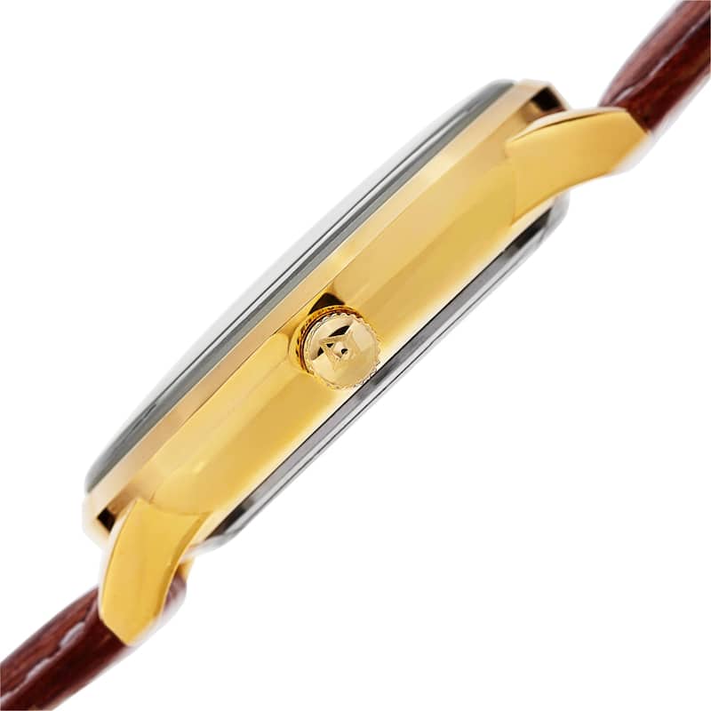 Akribos XXIV Men's Swiss Quartz Date Leather Gold-Tone Strap Watch