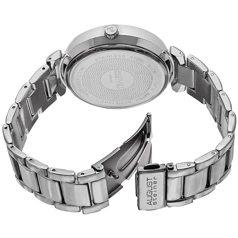 August Steiner Men's Quartz Multifunction Silver-Tone Bracelet Watch