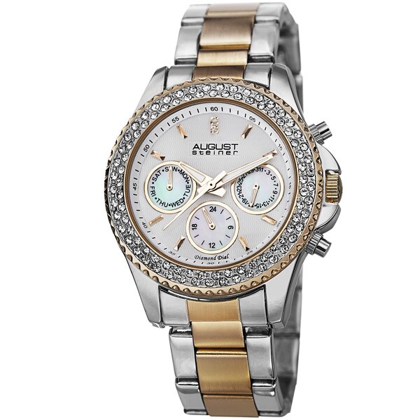 August Steiner Women's Diamond & Crystal Swiss Quartz Multifunction Two-Tone Bracelet Watch