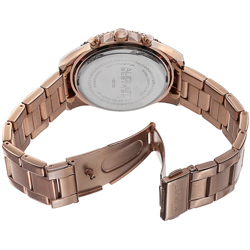 August Steiner Women's Diamond & Crystal Swiss Quartz Multifunction Rose-Tone Bracelet Watch