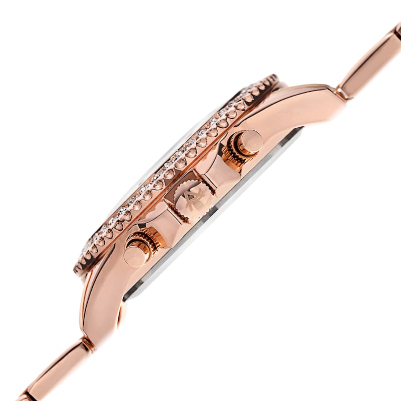August Steiner Women's Diamond & Crystal Swiss Quartz Multifunction Rose-Tone Bracelet Watch