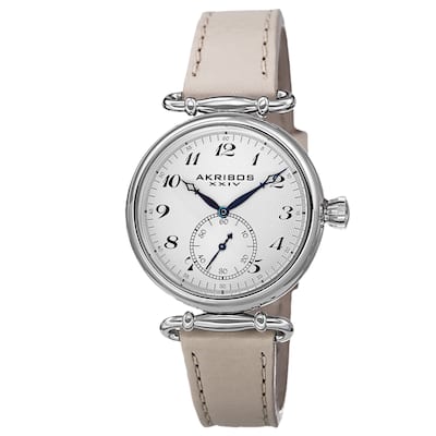Akribos XXIV Women's Swiss Quartz Stainless Steel Leather Strap Watch