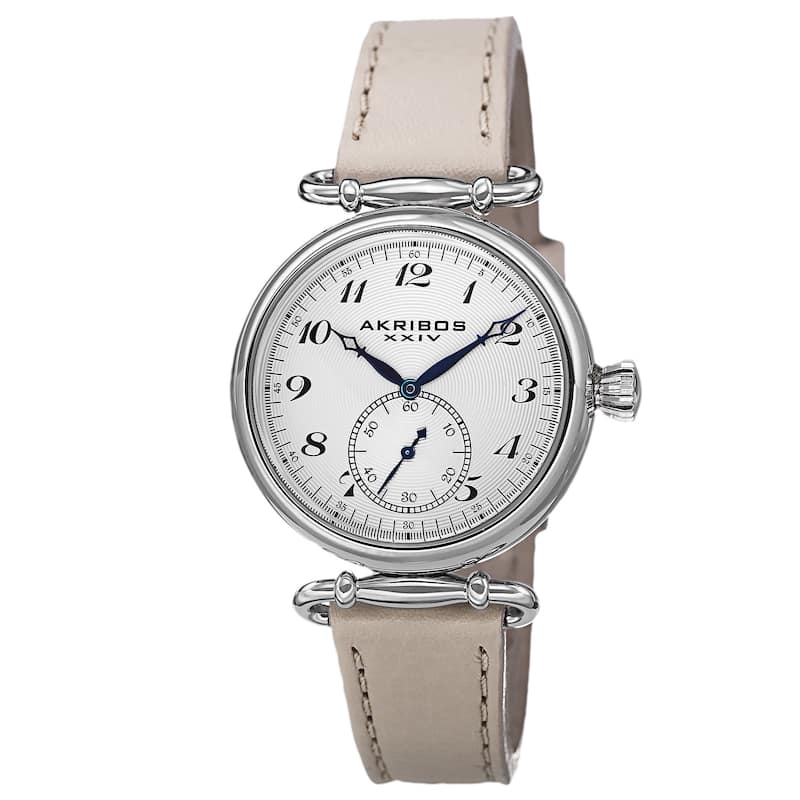 Akribos XXIV Women's Swiss Quartz Stainless Steel Leather Strap Watch