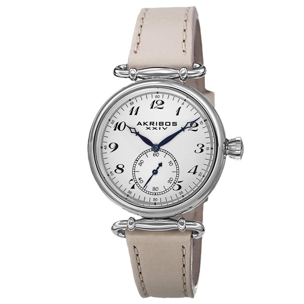 Akribos XXIV Women's Swiss Quartz Stainless Steel Leather Strap Watch