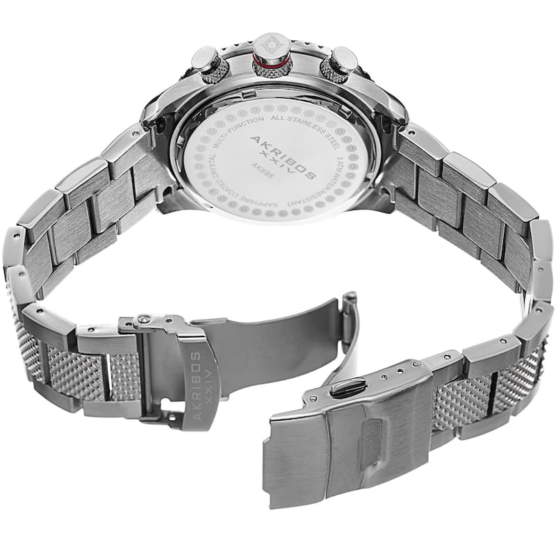 Akribos XXIV Women's Minute-Track Multifunction Stainless Steel Silver-Tone Bracelet Watch