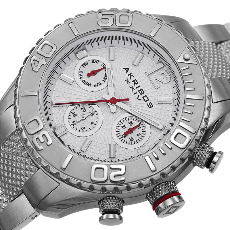 Akribos XXIV Women's Minute-Track Multifunction Stainless Steel Silver-Tone Bracelet Watch