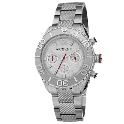 Akribos XXIV Women's Minute-Track Multifunction Stainless Steel Silver-Tone Bracelet Watch