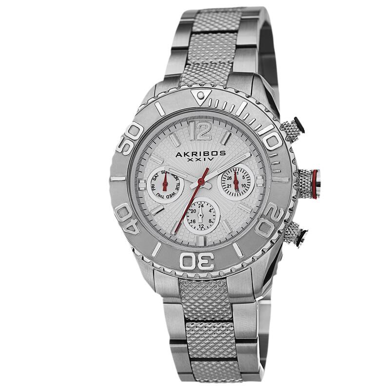 Akribos XXIV Women's Minute-Track Multifunction Stainless Steel Silver-Tone Bracelet Watch