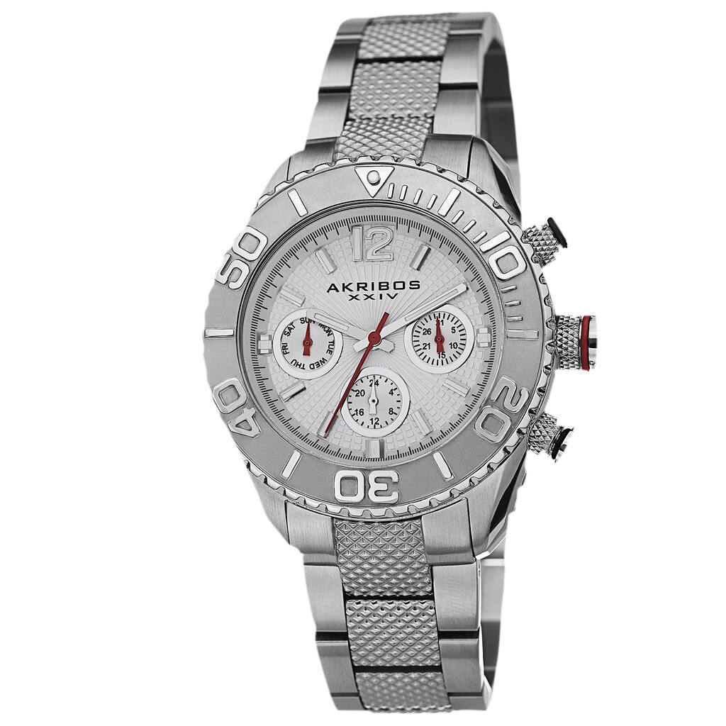 Akribos XXIV Women's Minute-Track Multifunction Stainless Steel Silver-Tone Bracelet Watch