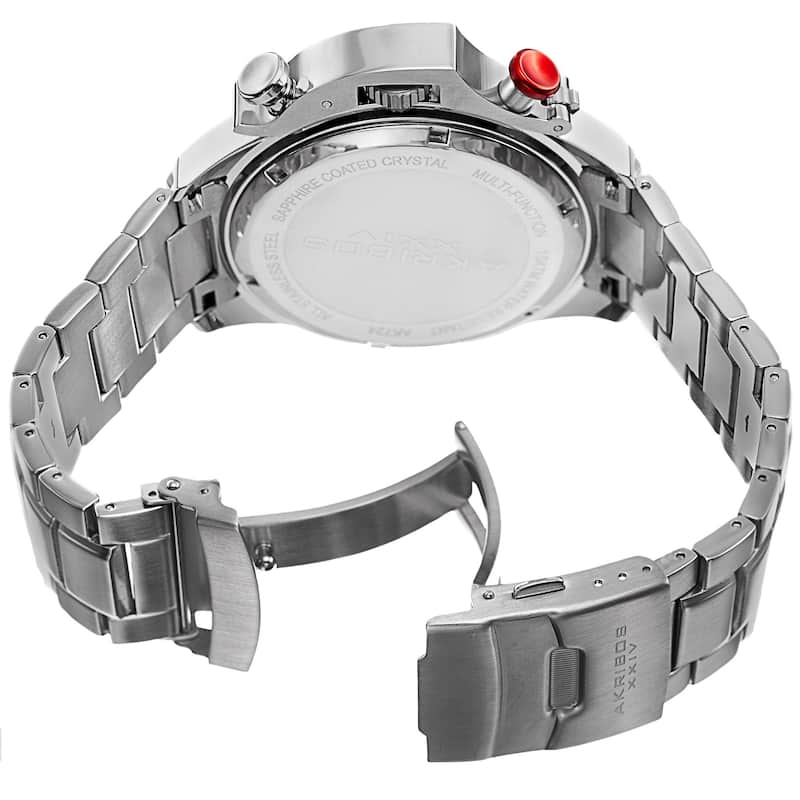 Akribos XXIV Men's Chronograph Stainless Steel Silver-Tone Bracelet Watch