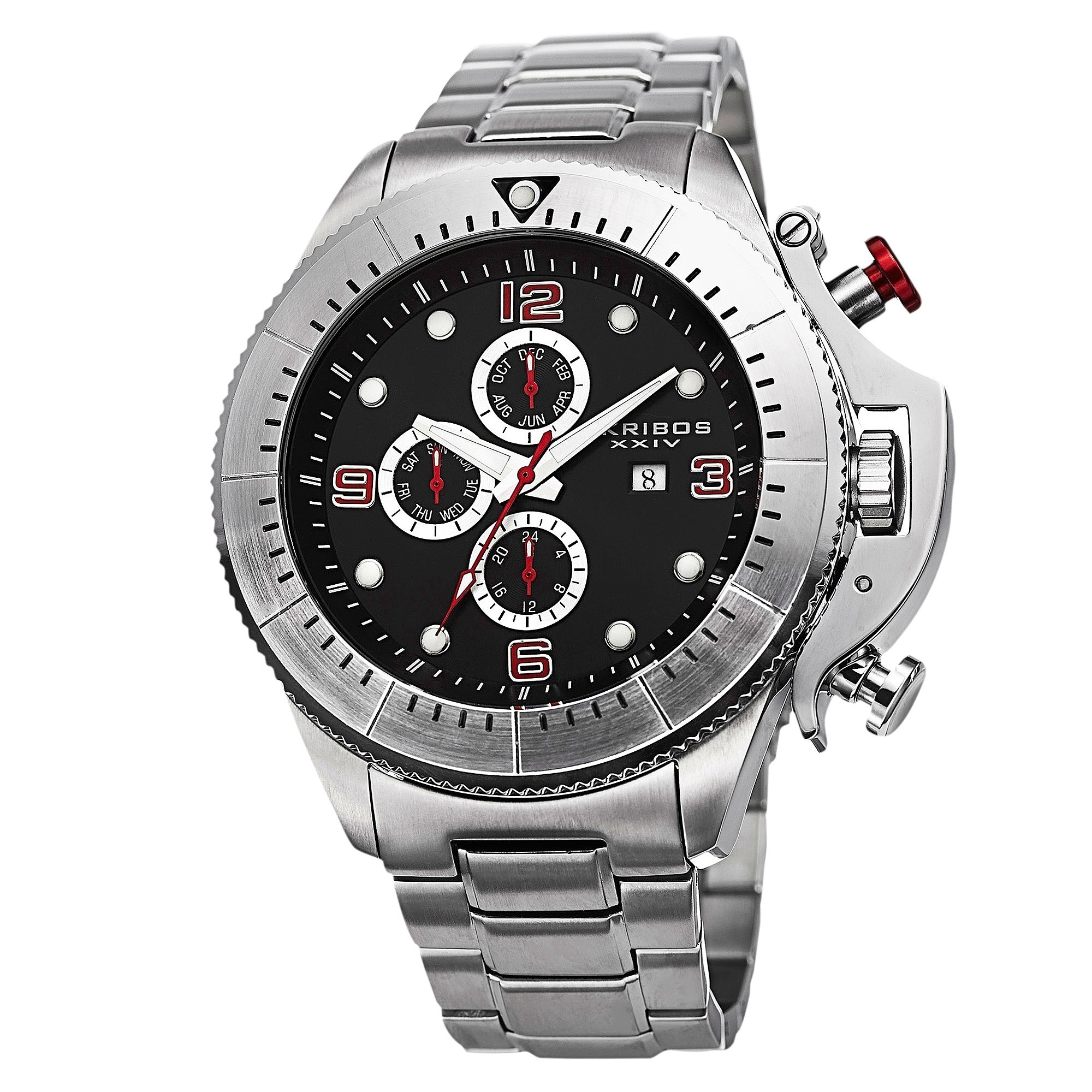 Akribos XXIV Men's Chronograph Stainless Steel Silver-Tone Bracelet Watch