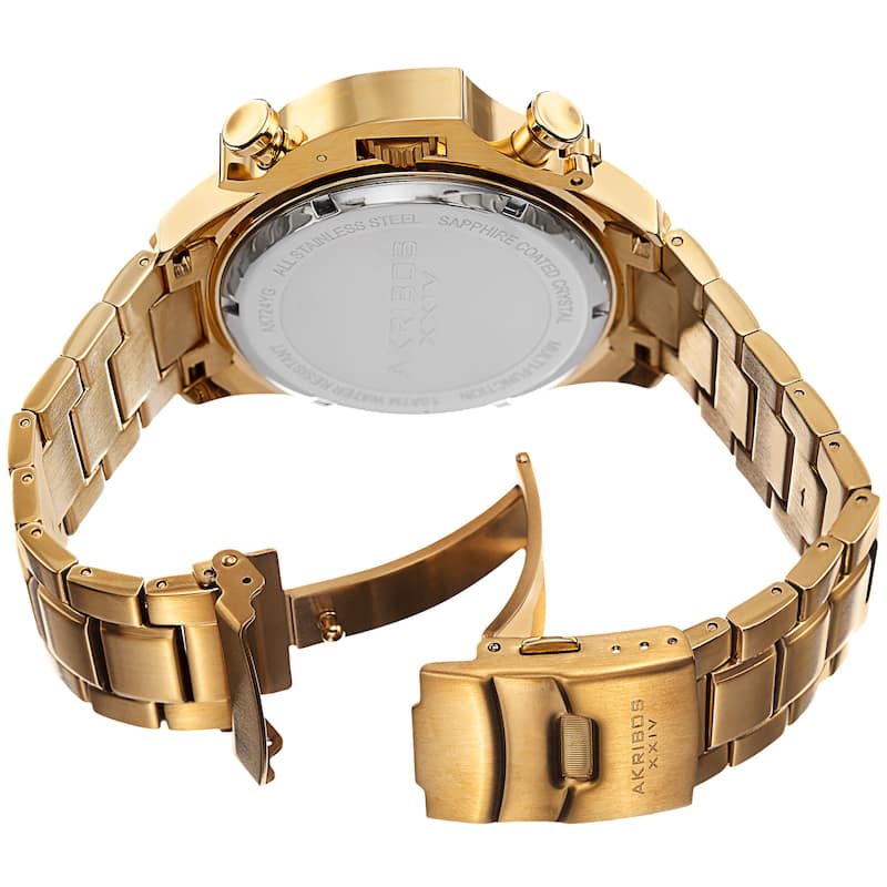 Akribos XXIV Men's Chronograph Stainless Steel Gold-Tone Bracelet Watch