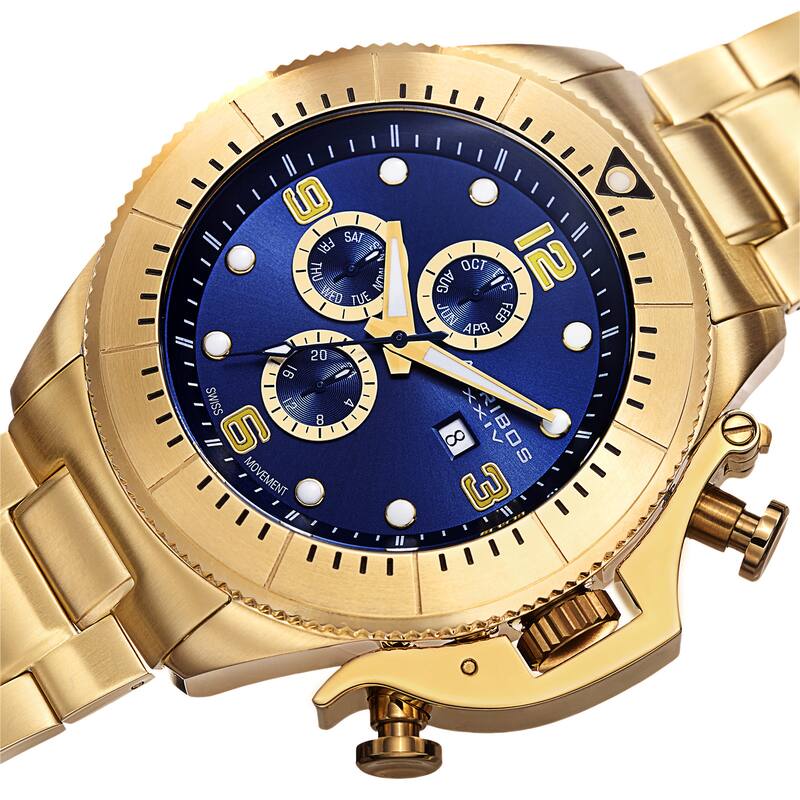 Akribos XXIV Men's Chronograph Stainless Steel Gold-Tone Bracelet Watch