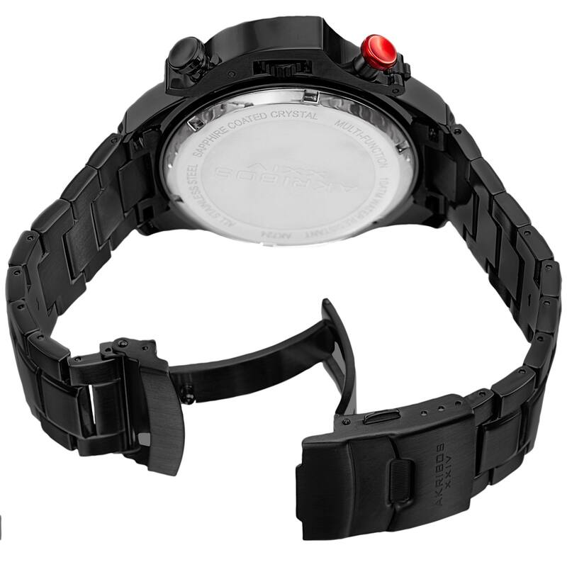 Akribos XXIV Men's Chronograph Stainless Steel Black Bracelet Watch