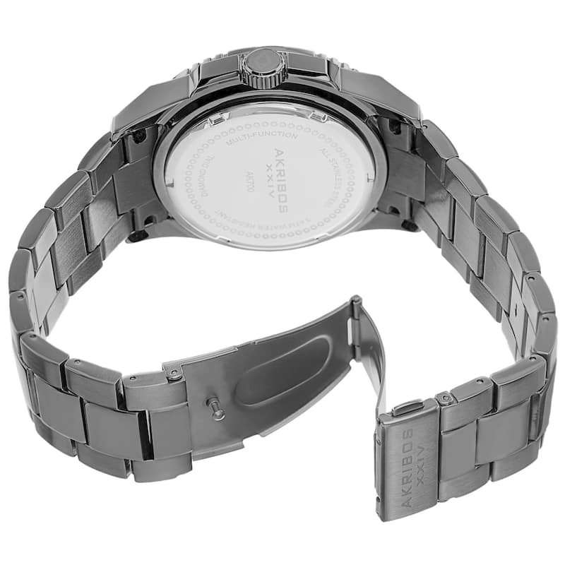 Akribos XXIV Men's Diamond Stainless Steel Black Bracelet Watch