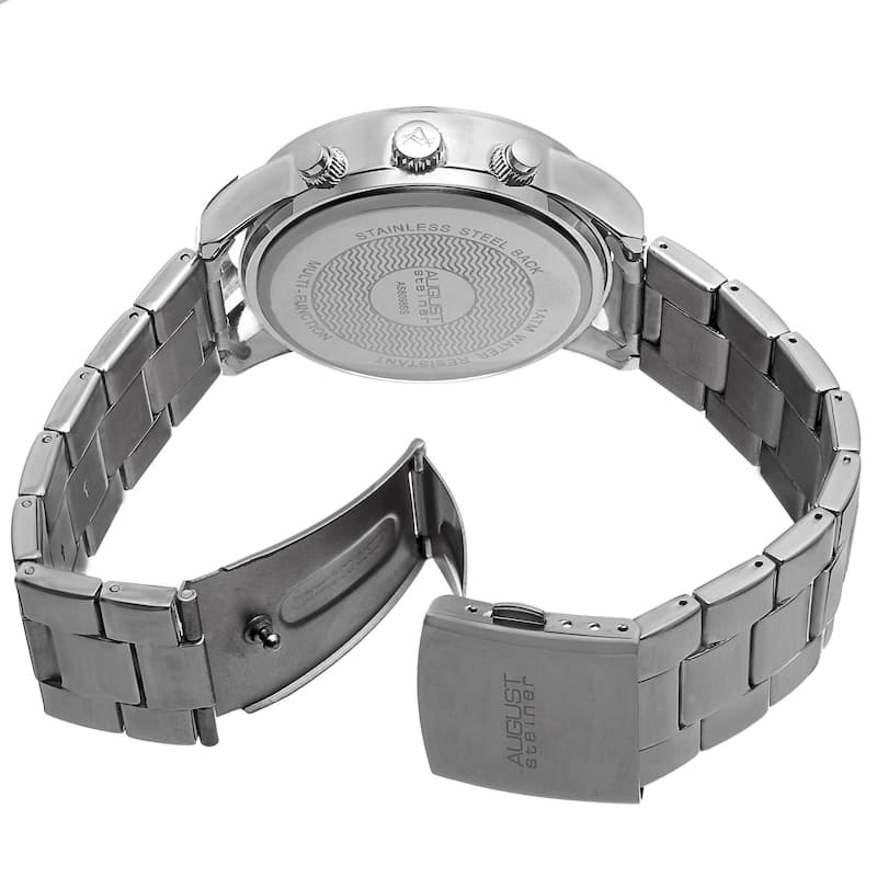 August Steiner Men's Swiss Quartz Multifunction Gun Bracelet Watch