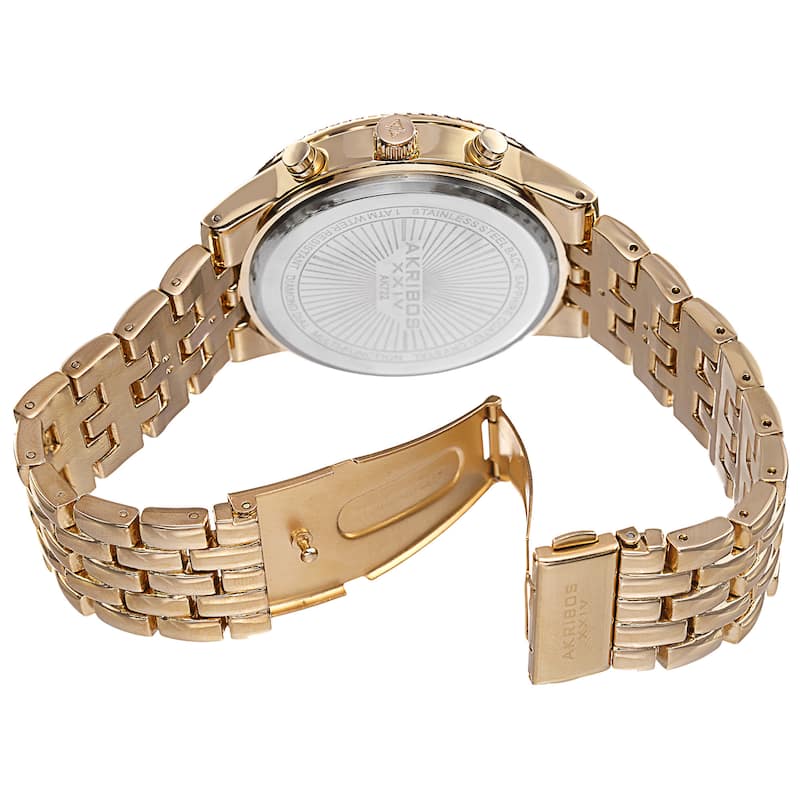 Akribos XXIV Women's Swiss Quartz Multifunction Stainless Steel Gold-Tone Bracelet Watch