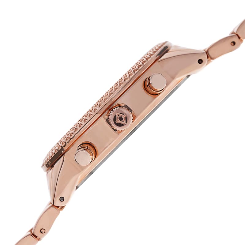 Akribos XXIV Women's Swiss Quartz Multifunction Stainless Steel Rose-Tone Bracelet Watch