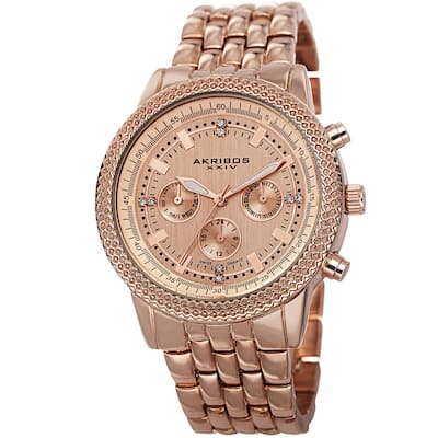 Akribos XXIV Women's Swiss Quartz Multifunction Stainless Steel Rose-Tone Bracelet Watch