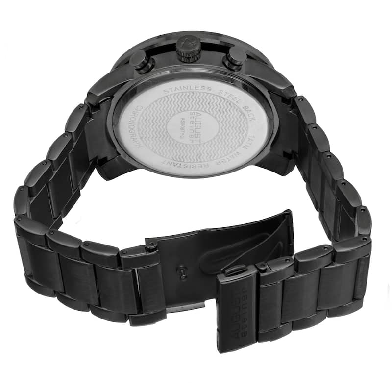 August Steiner Men's Swiss Quartz Chronograph Tachymeter Gun Bracelet Watch