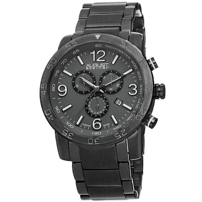 August Steiner Men's Swiss Quartz Chronograph Tachymeter Gun Bracelet Watch