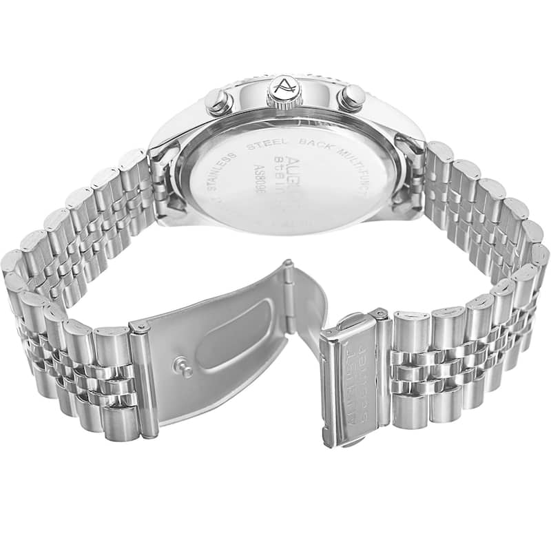 August Steiner Men's Swiss Quartz Multifunction Silver-Tone Bracelet Watch
