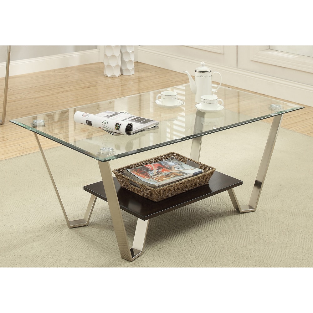 Furniture of America Bilzy Contemporary Tempered Glass Coffee Table
