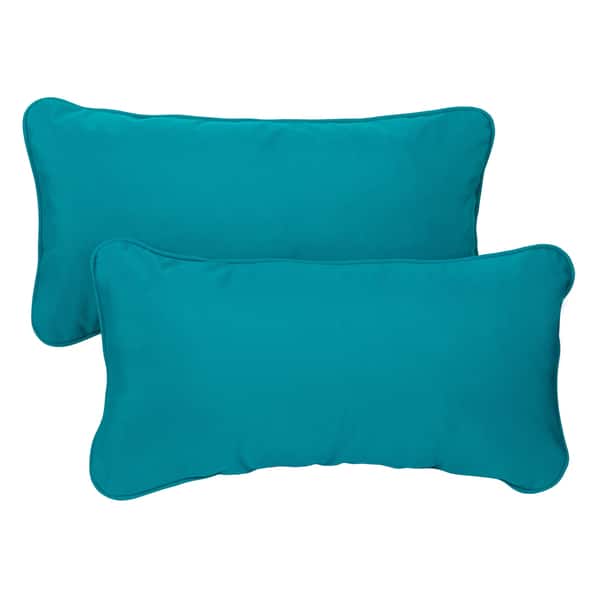 Shop Teal Corded 12 X 24 Inch Indoor Outdoor Lumbar Pillows With