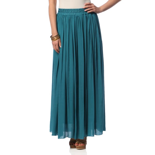 Shop Hadari Women's Turquoise Ruched Maxi Skirt - Free Shipping On ...