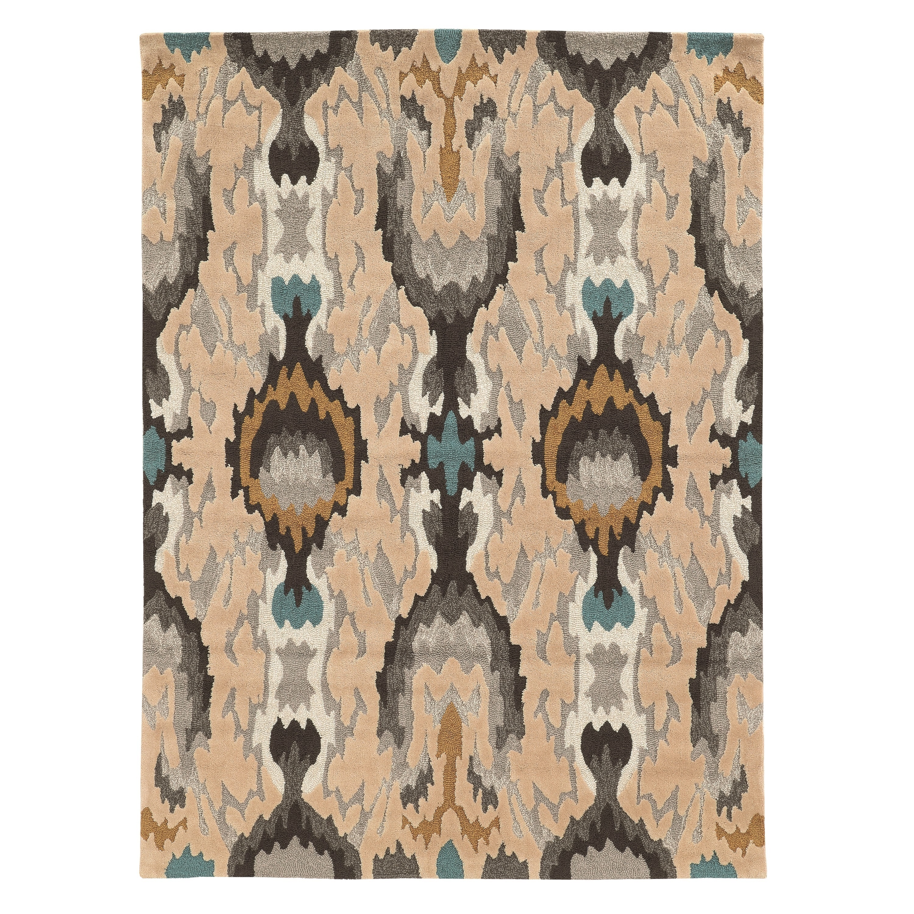 Trio Collection Multi Ikat Beige Area Rug (5 X 7)