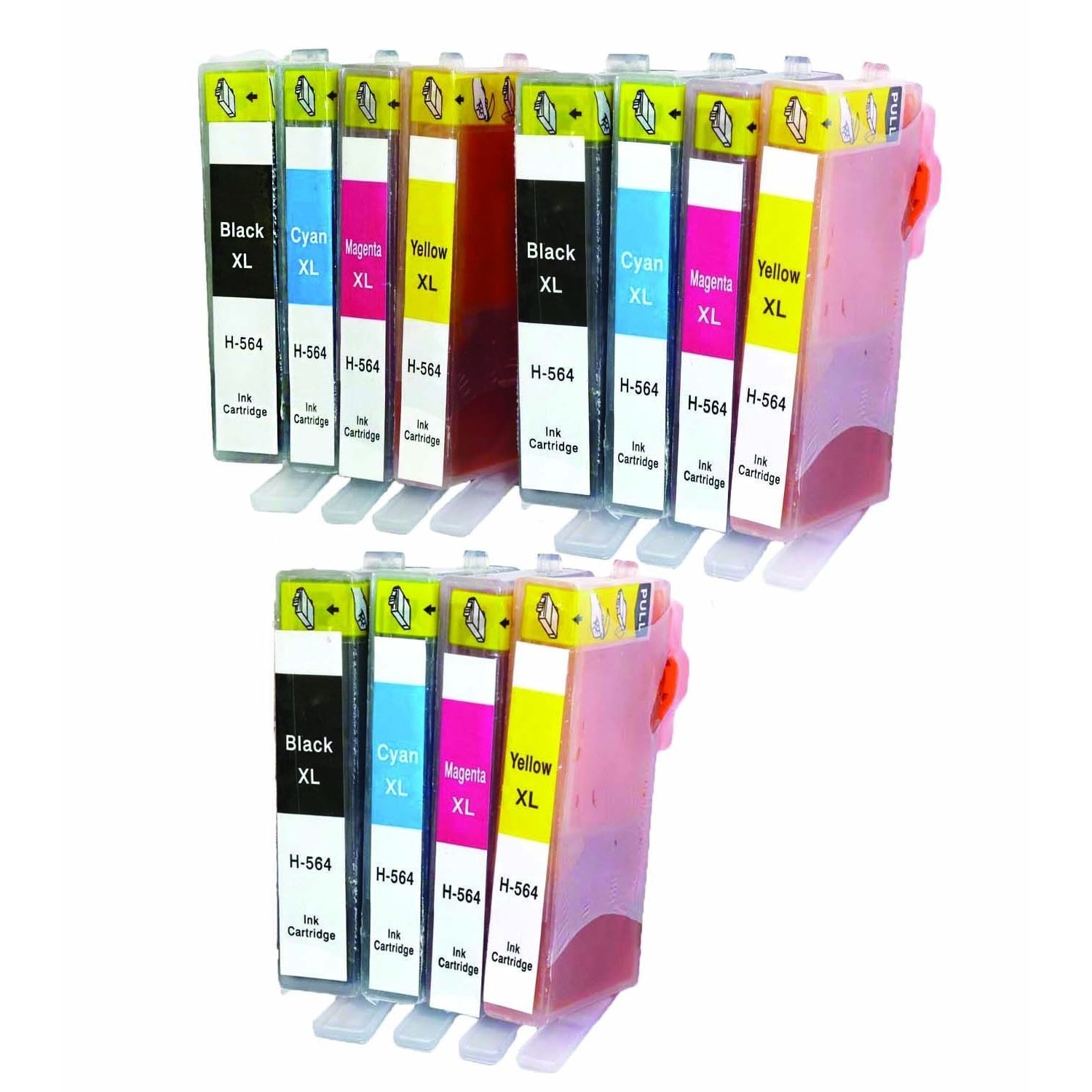 Remanufactured For Hp 564xl Cn684wn Cb323wn Cb324wn Cb325wn Ink Cartridge (pack Of 12 3k/3c/3m/3y) (Black Cyan Magenta YellowPrint yield at 5% coverage BlackYields up to 500 Pages; C,M,Y Yields up to 450 PagesNon refillableModel PIH 564XL 3SETPack of