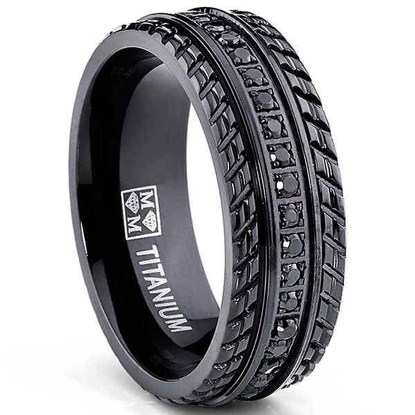 Oliveti Mens Black Titanium Black Cubic Zirconia Comfort fit Ring daeeda47 6e31 483d a289 da38c2eeee0c_600