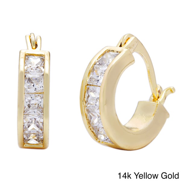 Princess-cut Channel-set CZ Hoop Earrings by Simon Frank Designs. Opens flyout.