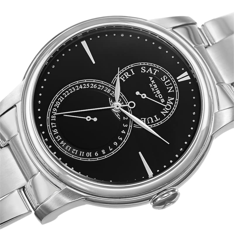 Akribos XXIV Men's Multifunction Stainless Steel Silver-Tone Bracelet Watch