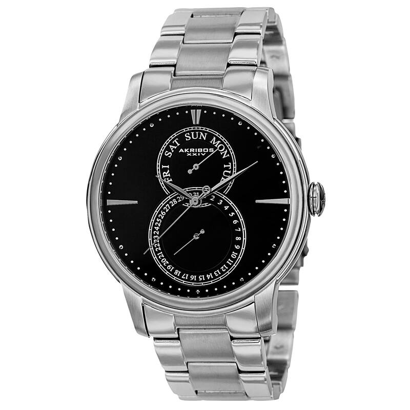 Akribos XXIV Men's Multifunction Stainless Steel Silver-Tone Bracelet Watch