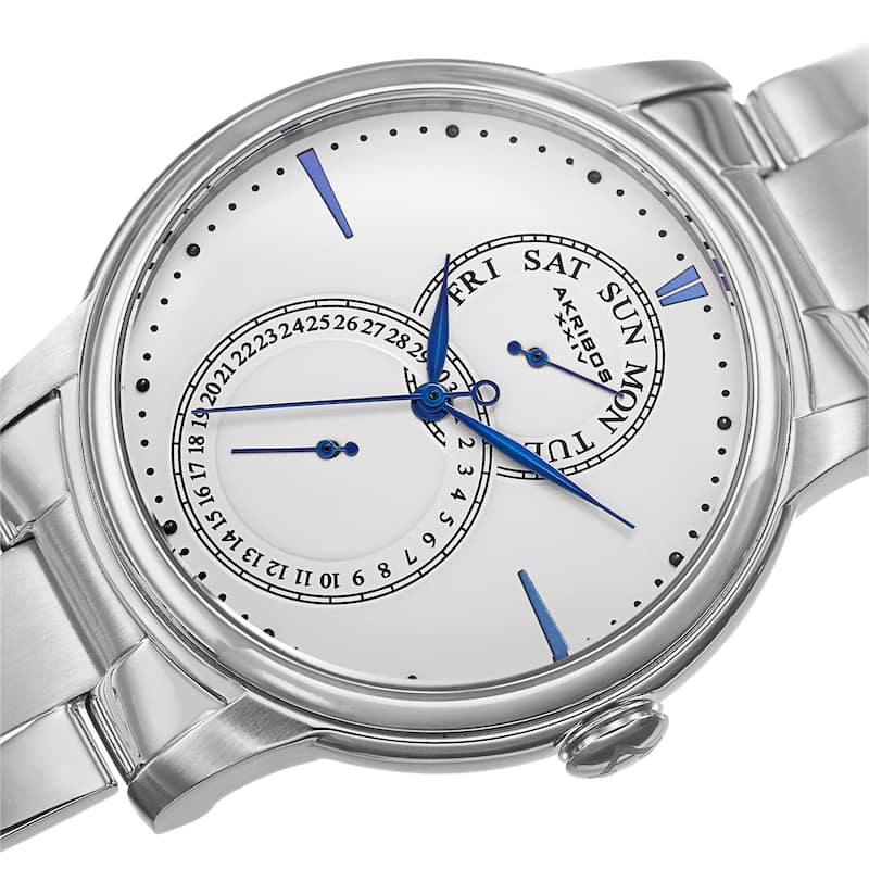 Akribos XXIV Men's Multifunction Stainless Steel Silver-Tone Bracelet Watch