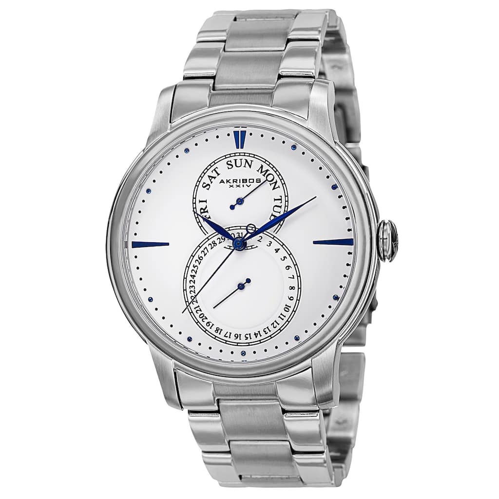 Akribos XXIV Men's Multifunction Stainless Steel Silver-Tone Bracelet Watch