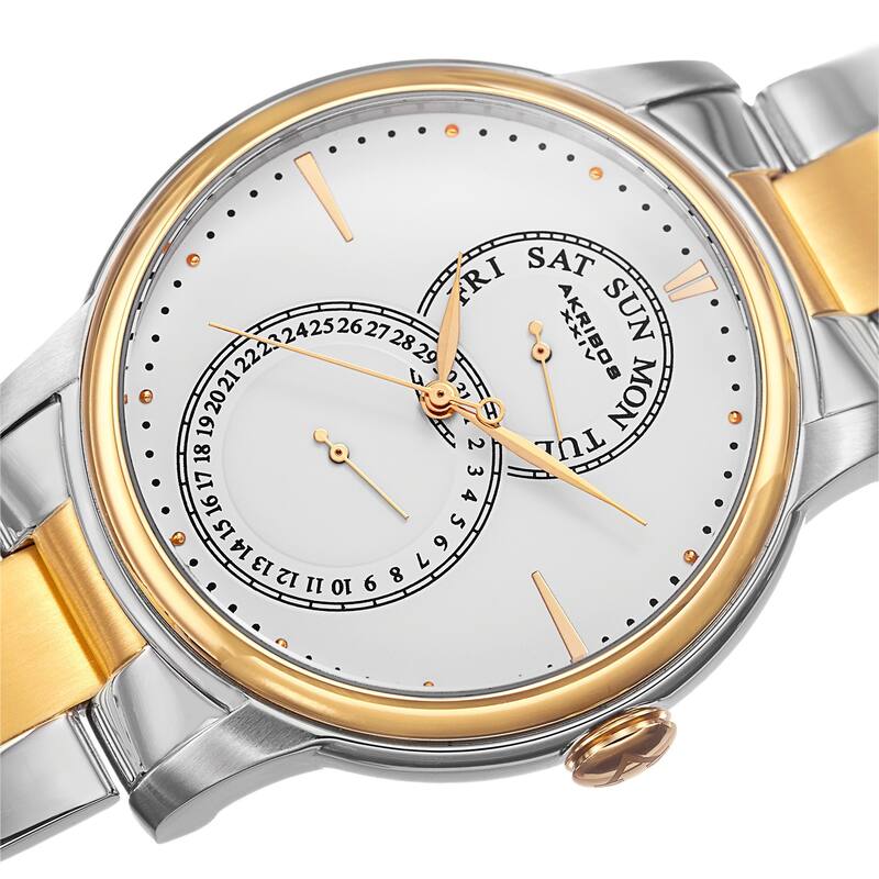Akribos XXIV Men's Multifunction Stainless Steel Two-Tone Bracelet Watch