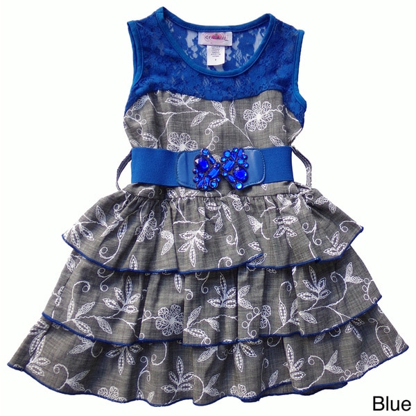 Toddler and Girls Lace and Denim Tiered Dress  ™ Shopping