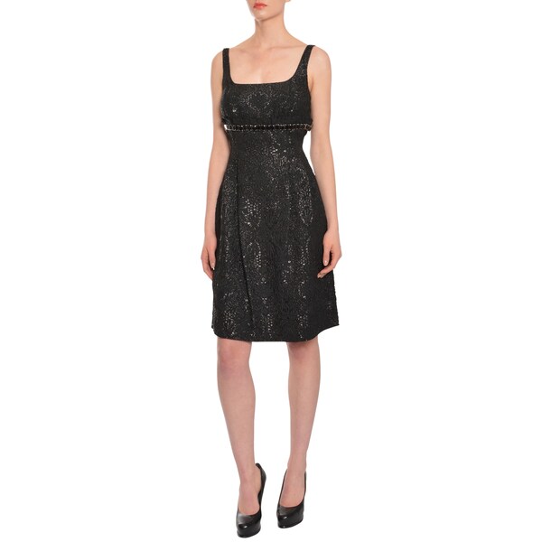 Shop Carmen Marc Valvo Women's Black Brocade Jeweled Evening Dress ...