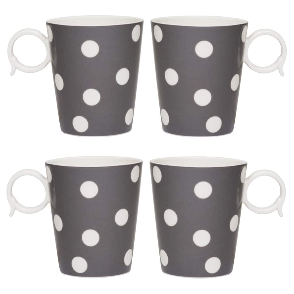 Freshness Mix & Match Grey Dots 12-ounce Mugs (Set of 4)